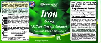 Vitamin World Iron 65 mg - supplement