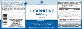 Vitamin World L-Carnitine 1000 mg Free Form - vegetarian amino acid supplement