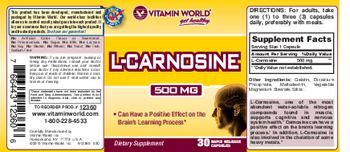 Vitamin World L-Carnosine 500 mg - supplement