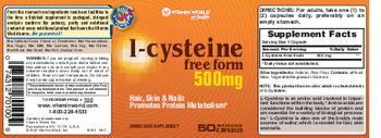 Vitamin World L-Cysteine 500 mg - amino acid supplement