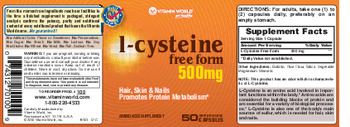 Vitamin World L-Cysteine Free Form 500 mg - 