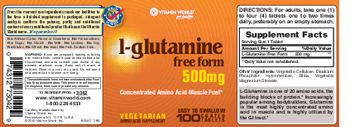 Vitamin World L-Glutamine 500 mg - vegetarian amino acid supplement