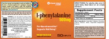 Vitamin World L-Phenylalanine 500 mg - 
