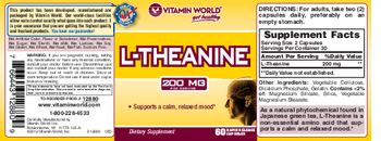 Vitamin World L-Theanine 200 mg - supplement