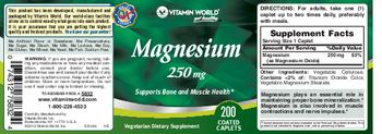 Vitamin World Magnesium 250 mg - vegetarian supplement