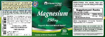 Vitamin World Magnesium 250 mg - supplement