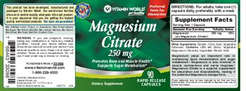 Vitamin World Magnesium Citrate 250 mg - supplement