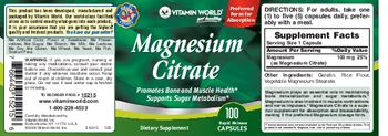 Vitamin World Magnesium Citrate - supplement