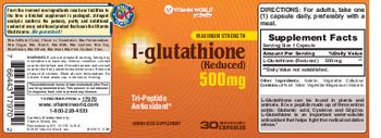Vitamin World Maximum Strength L-Glutathione 500 mg - amino acid supplement