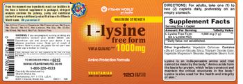 Vitamin World Maximum Strength L-Lysine Viraguard 1000mg - 