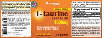 Vitamin World Maximum Strength L-Taurine 1000 mg - aminoacid supplement