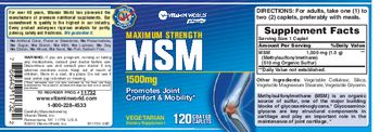 Vitamin World Maximum Strength MSM 1500 mg - supplement