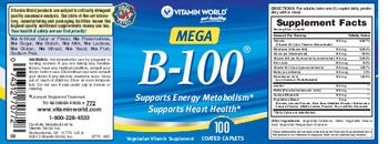 Vitamin World Mega B-100 - vegetarian vitamin supplement