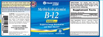 Vitamin World Methylcobalamin B-12 5000 mcg - vegetarian supplement