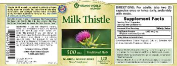 Vitamin World Milk Thistle 500 mg - herbal supplement