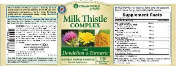 Vitamin World Milk Thistle Complex With Dandelion & Turmeric - herbal supplement