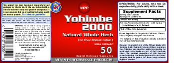 Vitamin World MPP Men's Performance Products Yohimbe 2000 - herbal supplement