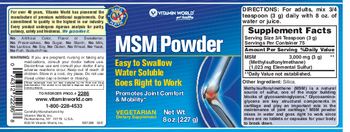 Vitamin World MSM Powder - supplement