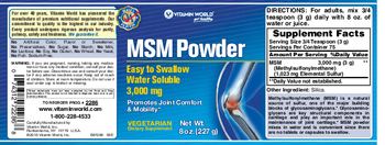 Vitamin World MSM Powder - supplement