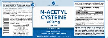 Vitamin World N-Acetyl Cysteine 600 mg Free Form - amino acid supplement