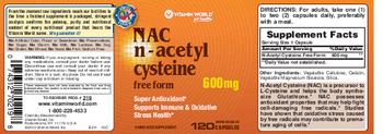 Vitamin World NAC N-Acetyl Cysteine 600 mg - 