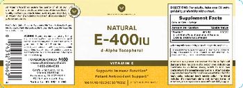 Vitamin World Natural E-400 IU D-Alpha Tocopherol - vitamin supplement