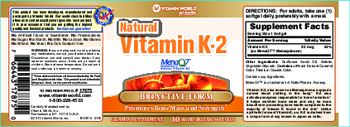 Vitamin World Natural Vitamin K-2 - vitamin supplement