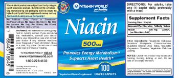 Vitamin World Niacin 500 mg - vegetarian vitamin supplement