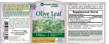 Vitamin World Olive Leaf Extract 150 mg - herbal supplement