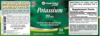 Vitamin World Potassium 99 mg - vegetarian supplement