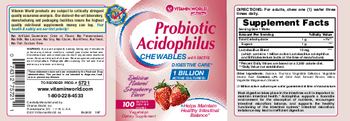 Vitamin World Probiotic Acidophilus Chewables With Lactis Delicious Natural Strawberry Flavor - vegetarian supplement
