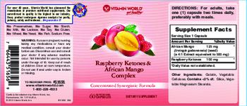 Vitamin World Raspberry Ketones & African Mango Complex - supplement