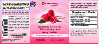 Vitamin World Raspberry Ketones & White Kidney Bean 600 mg Complex - supplement