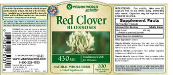 Vitamin World Red Clover Blossoms 430 mg - herbal supplement