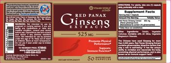 Vitamin World Red Panax Ginseng Extract 525 mg - supplement