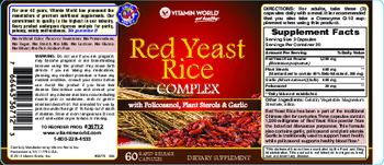 Vitamin World Red Yeast Rice Complex - supplement