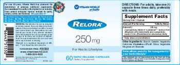 Vitamin World Relora 250 mg - supplement