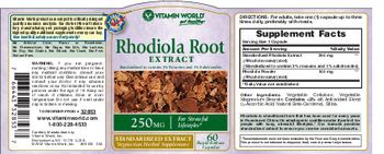 Vitamin World Rhodiola Root Extract 250 mg - vegetarian herbal supplement