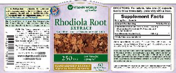 Vitamin World Rhodiola Root Extract - rhodiola is a traditional herb that has been used for many years in russia and china its adaptogenic