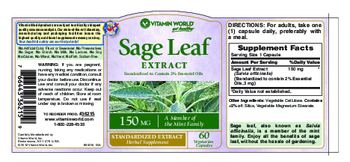 Vitamin World Sage Leaf Extract 150 mg - herbal supplement