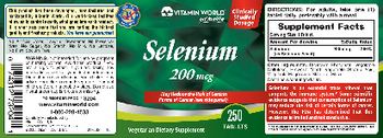 Vitamin World Selenium 200 mcg - supplement