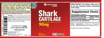 Vitamin World Shark Cartilage 740 mg - supplement