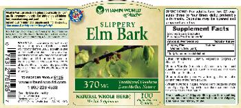 Vitamin World Slippery Elm Bark 370 mg - natural whole herb herbal supplement