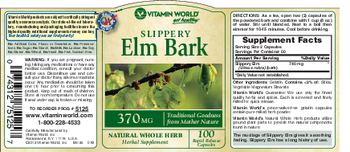 Vitamin World Slippery Elm Bark 370 mg - herbal supplement