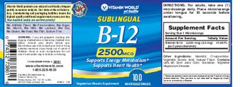 Vitamin World Sublingual B-12 2500 mcg - vegetarian vitamin supplement