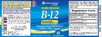 Vitamin World Sublingual B-12 5000 mcg - supplement