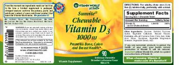 Vitamin World Sunvite Chewable Vitamin D3 1000 IU - vitamin supplement