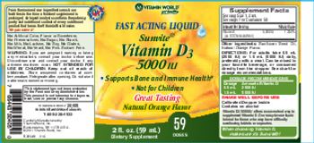 Vitamin World Sunvite Liquid Vitamin D3 5000 IU Natural Orange Flavor - supplement
