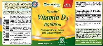 Vitamin World Sunvite Vitamin D3 10,000 IU - if you use sunscreen products to protect the health of your skin your bodys natural production of vi