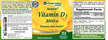Vitamin World Sunvite Vitamin D3 1000 IU - vitamin supplement